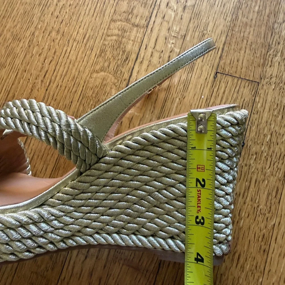 Kate Spade New York Metallic Gold Rope Platform Wedge Slingback Sandals 9.5